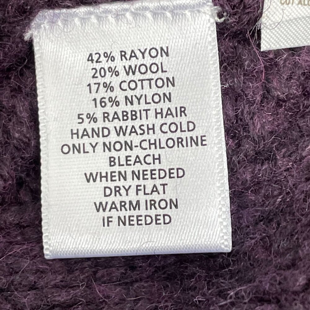 LOFT Purple Cable Knit Sweater XL Wool Blend Cozy Textured Pullover - Picture 7 of 9